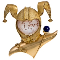 Chaumet 18k Gold Lapis Lazuli & Mother-of-Pearl Harlequin Brooch, 1962