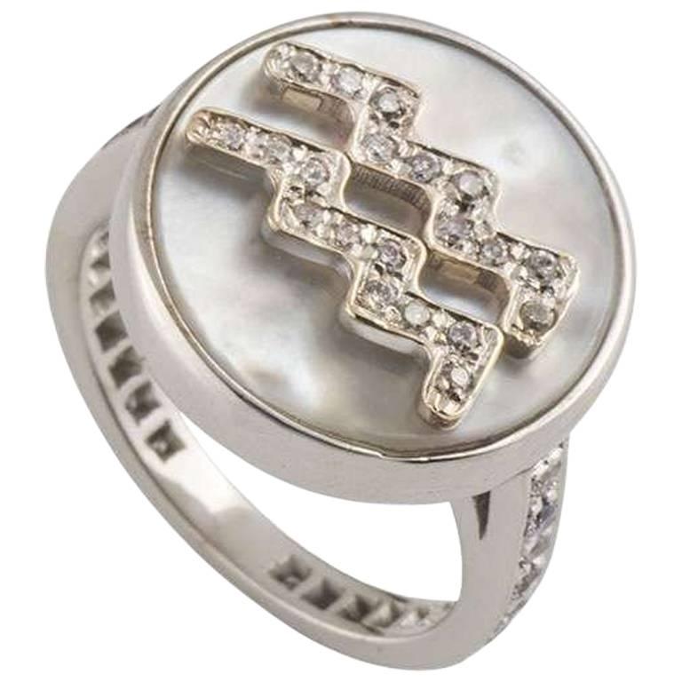 Carolina Bucci Zodiac Diamond and Mother-of-Pearl Ring