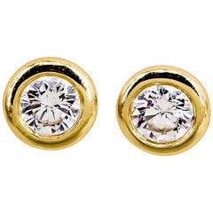 Vintage Bucherer Diamond and Gold Stud Earrings