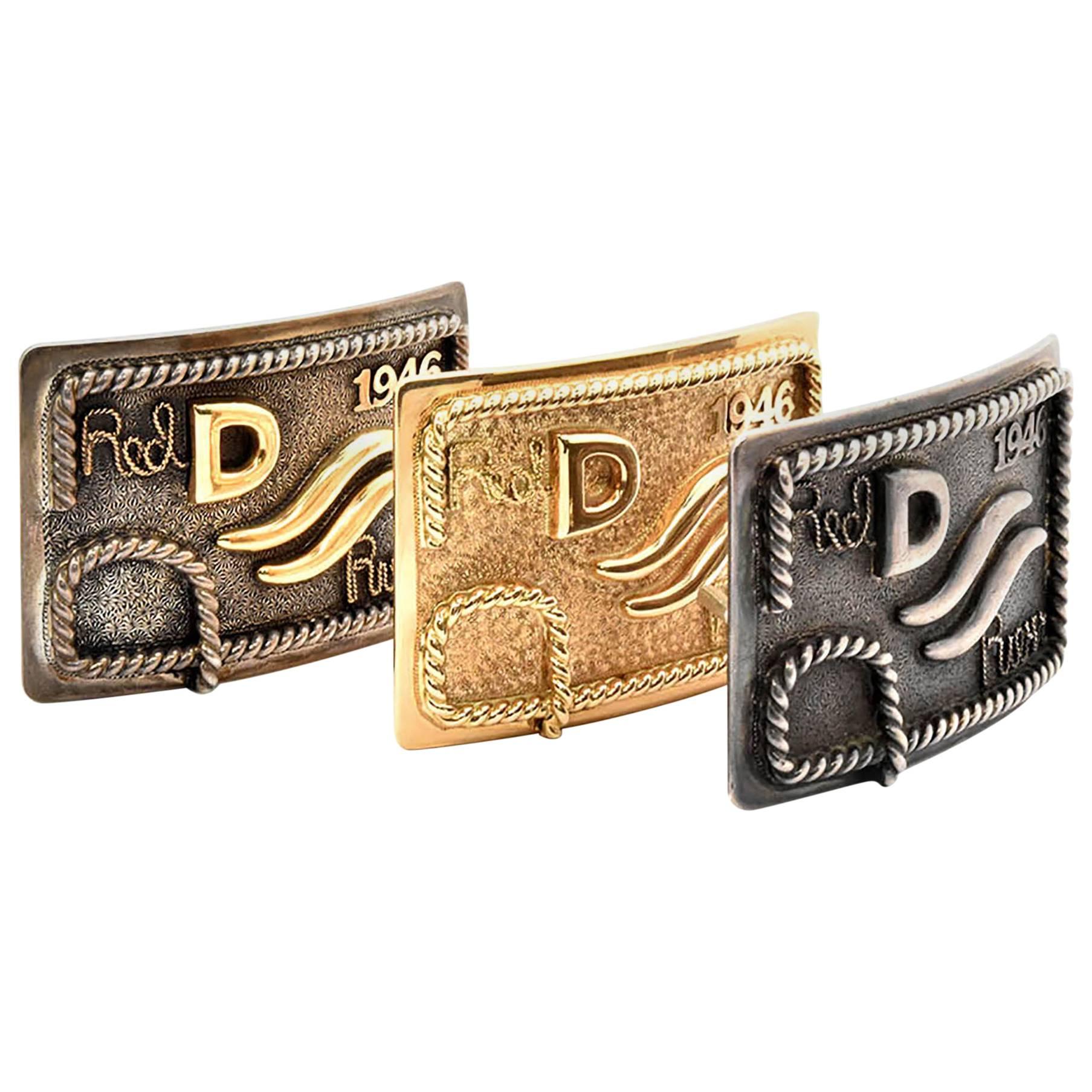 Edward H. Bohlin Set of Three Red River D 1946 Belt Buckles