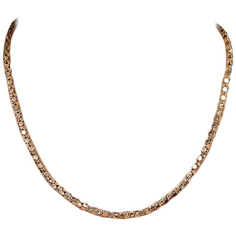 18 Karat Rose Gold Box Style Chain Necklace