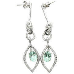 18k White Gold, 2.64ct Paraiba Tourmaline And 1.23ct Diamond Earrings
