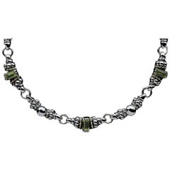 Lagos Peridot Caviar Glacier Sterling Silver 18 Karat Yellow Gold Necklace