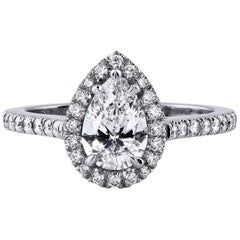 H & H 1.01 Carat Pear-Shaped Diamond Engagement Ring
