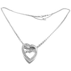 Cartier Diamond Nesting Double Heart White Gold Pendant Necklace