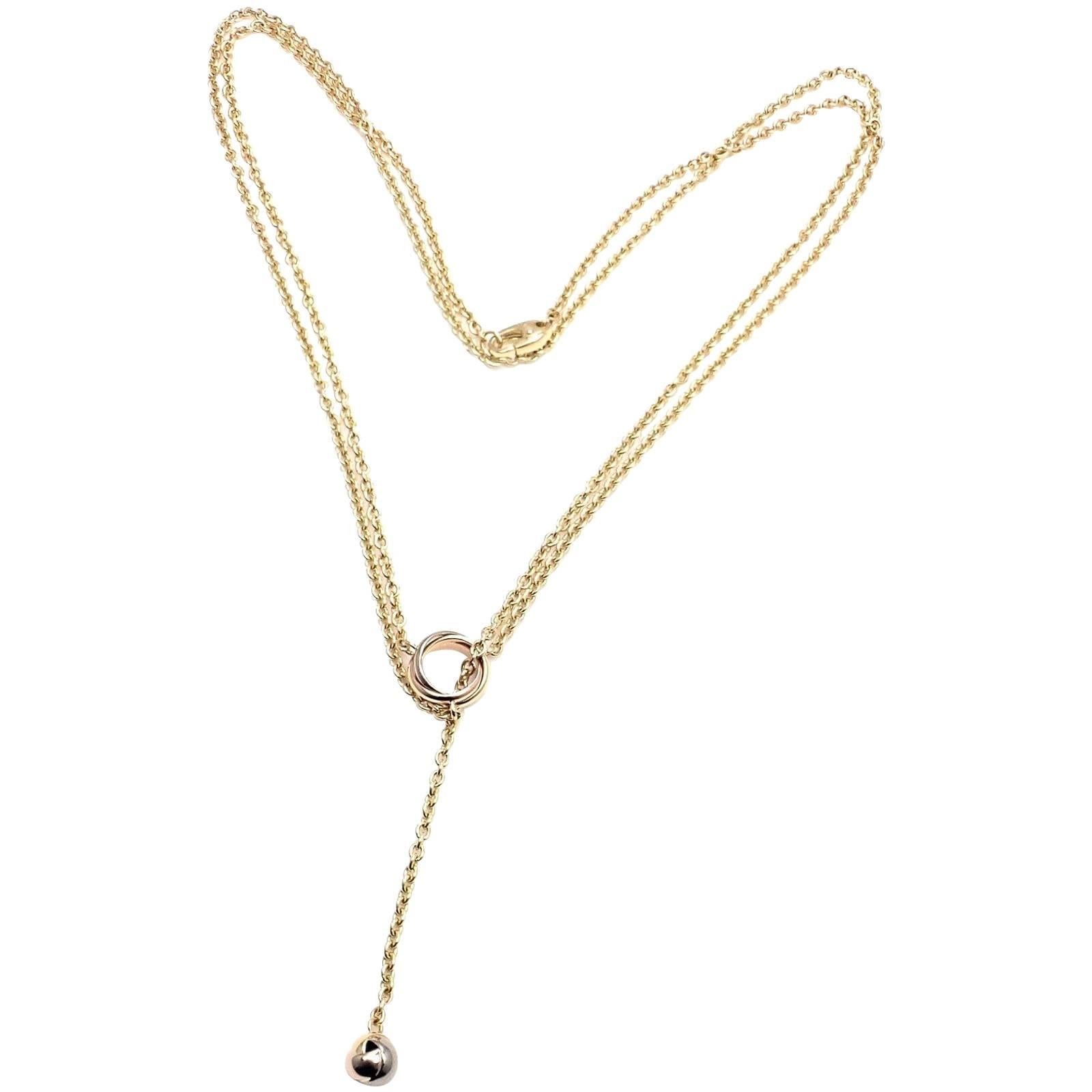 Cartier Baby Trinity Pampilles Lariat Tri-Color Gold Necklace