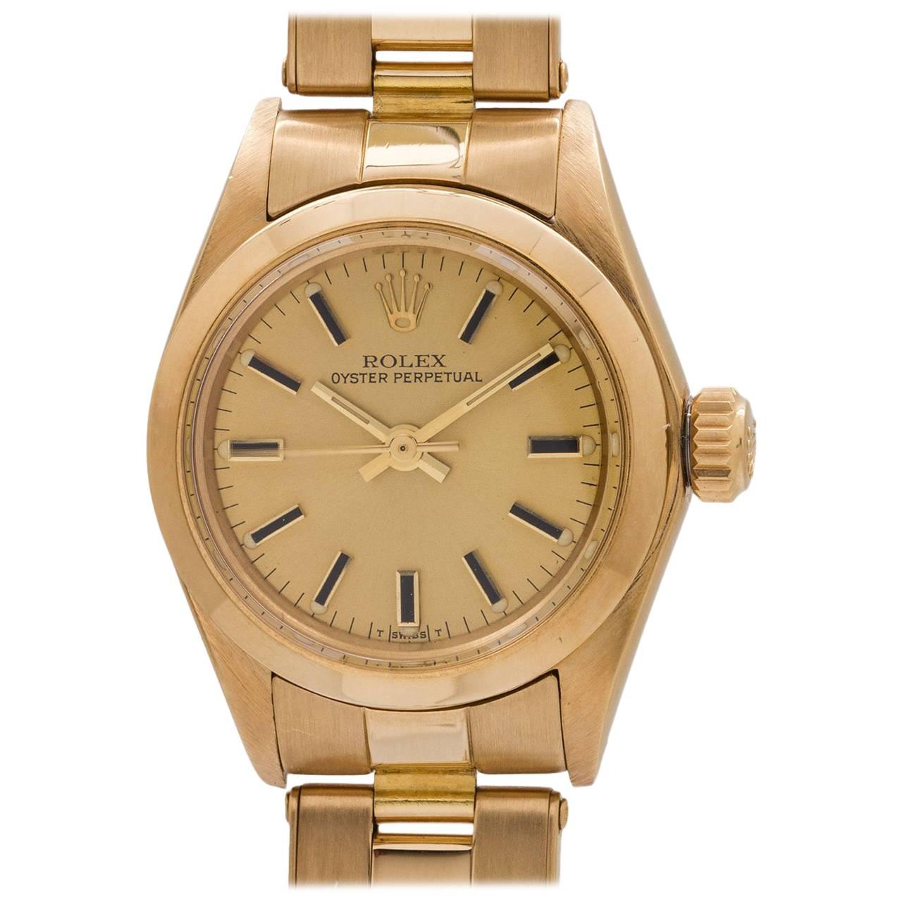 Lady Rolex ladies yellow gold Oyster Perpetual self winding wristwatch, c1979 For Sale