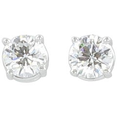 Gübelin GIA Certified 0.81 Carat Round Diamond White Gold Earstuds