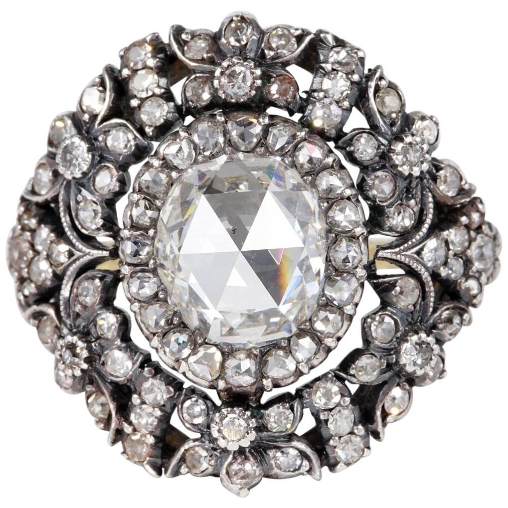 Vintage 5.20 Carat Rose Cut Diamond Rare Ring