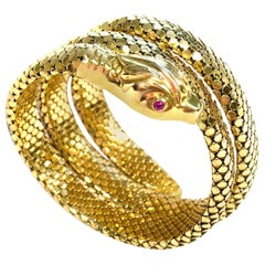 Vintage Gold Flexible Wrap-Around Coiled Snake Bracelet