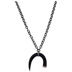 Buffalo Horn Necklace with Diamond Details