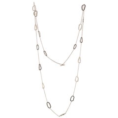 Manpriya B White Gold Bezel Black, White Slice Diamond Cable Chain Necklace