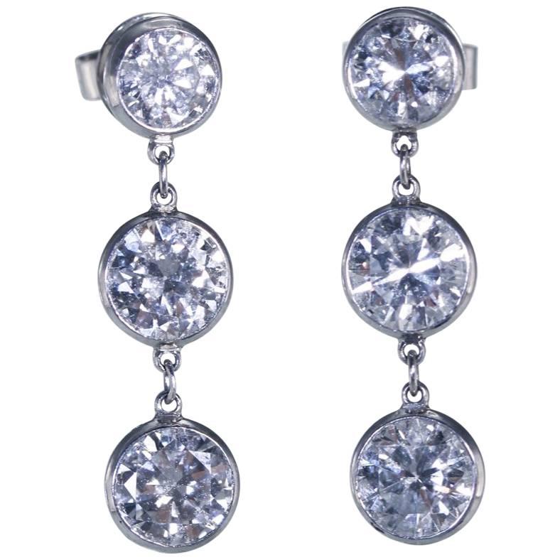 Handmade Diamond and Platinum Pendant Earrings For Sale