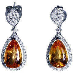 Precious Topaz and Diamond Pendant Earrings