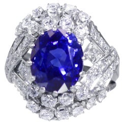 AGL Certified 12.00 Carat Ceylon Unheated Sapphire and Diamond Ring