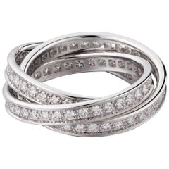 18 Karat White Gold Cartier Trinity Diamond Ring