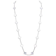 Van Cleef & Arpels Vintage Alhambra White Gold Necklace 20 Motif