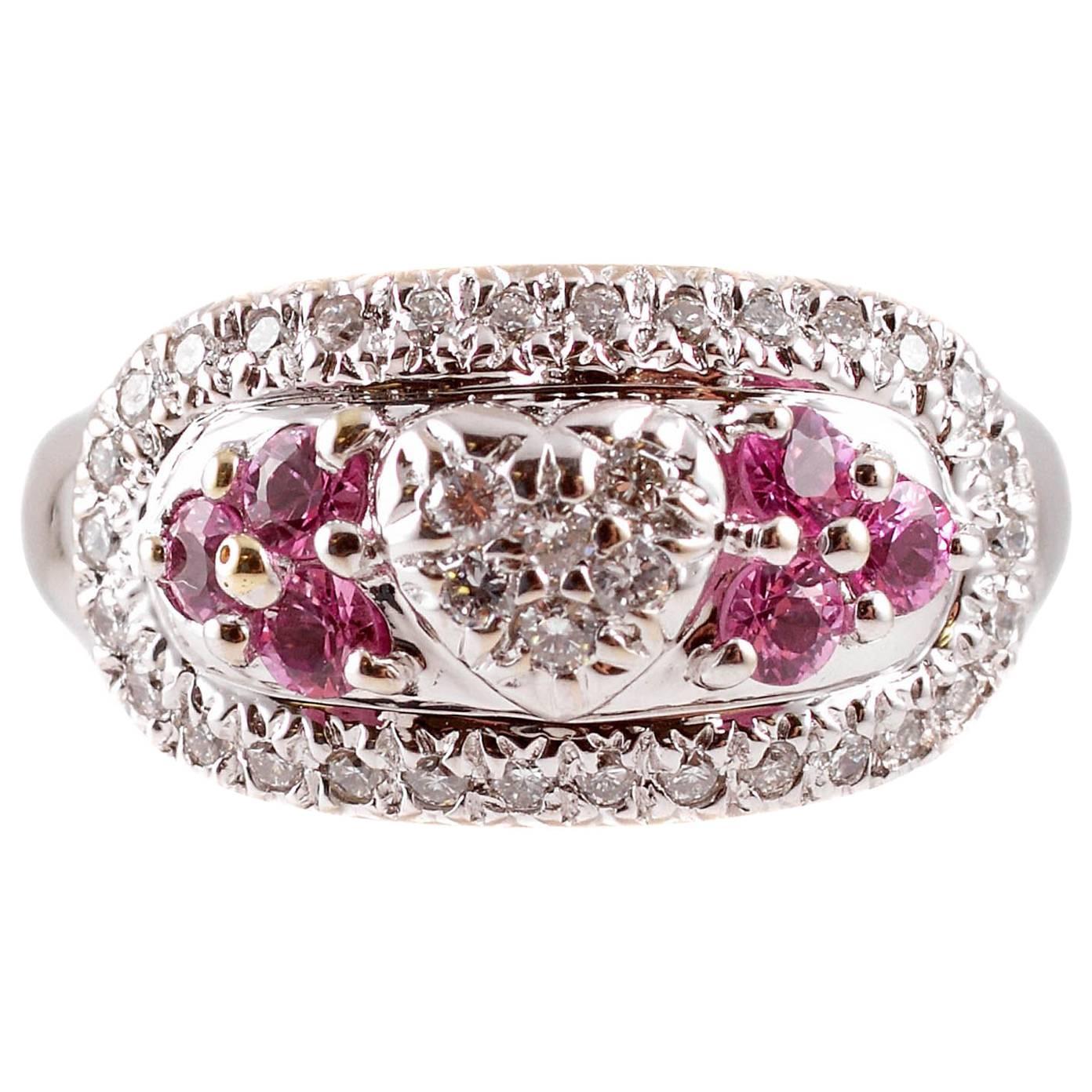 Diamond Pink Sapphire White Gold Ring