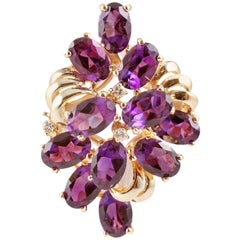 Amethyst Yellow Gold Accent Diamond Ring