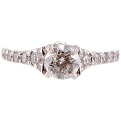 White Gold Diamond Engagement Ring GIA Certified 0.61 Carat Center