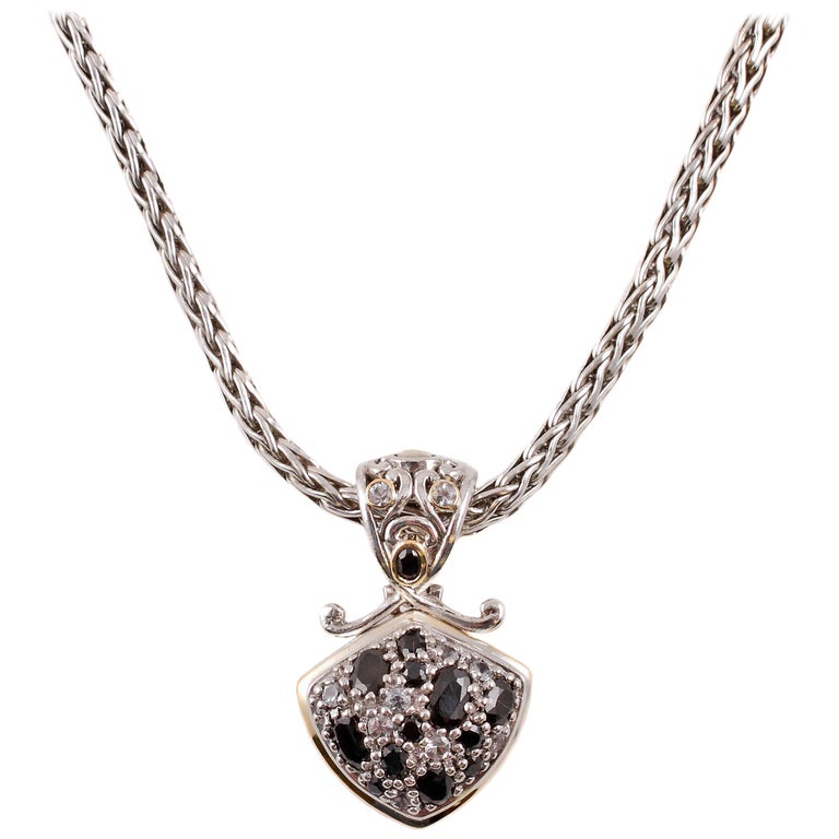 John Hardy Yellow Gold Black White Sapphire Pendant And Chain For John Hardy Yellow Gold Black White Sapphire Pendant And Chain For
