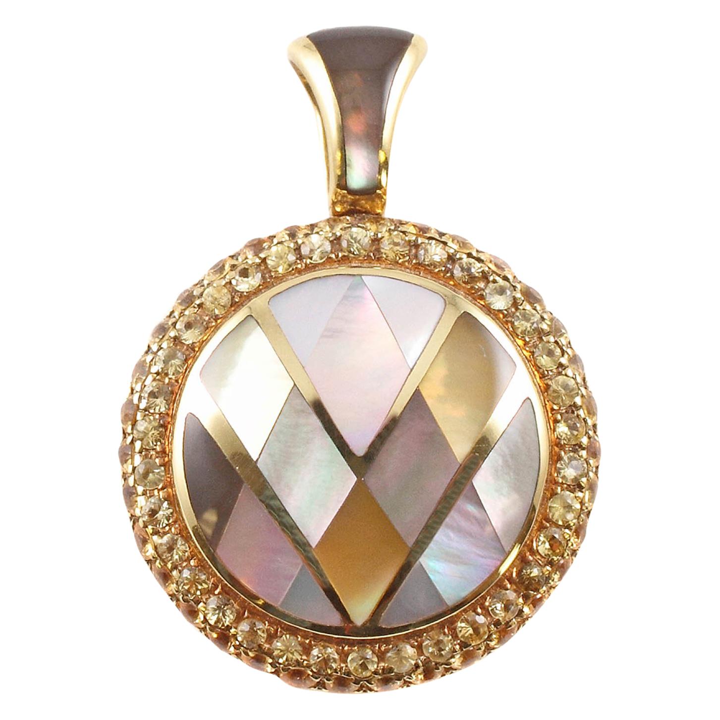 "Asch Grossbardt" Yellow Sapphire Mother-of-Pearl Pendant