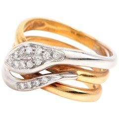 1950s Two-Tone Gold Snake Motif Engagement Band Ring
