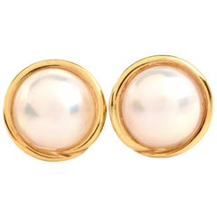 Lustrous 13mm Pearl 18-karat Yellow Gold Clip-on stud Earrings