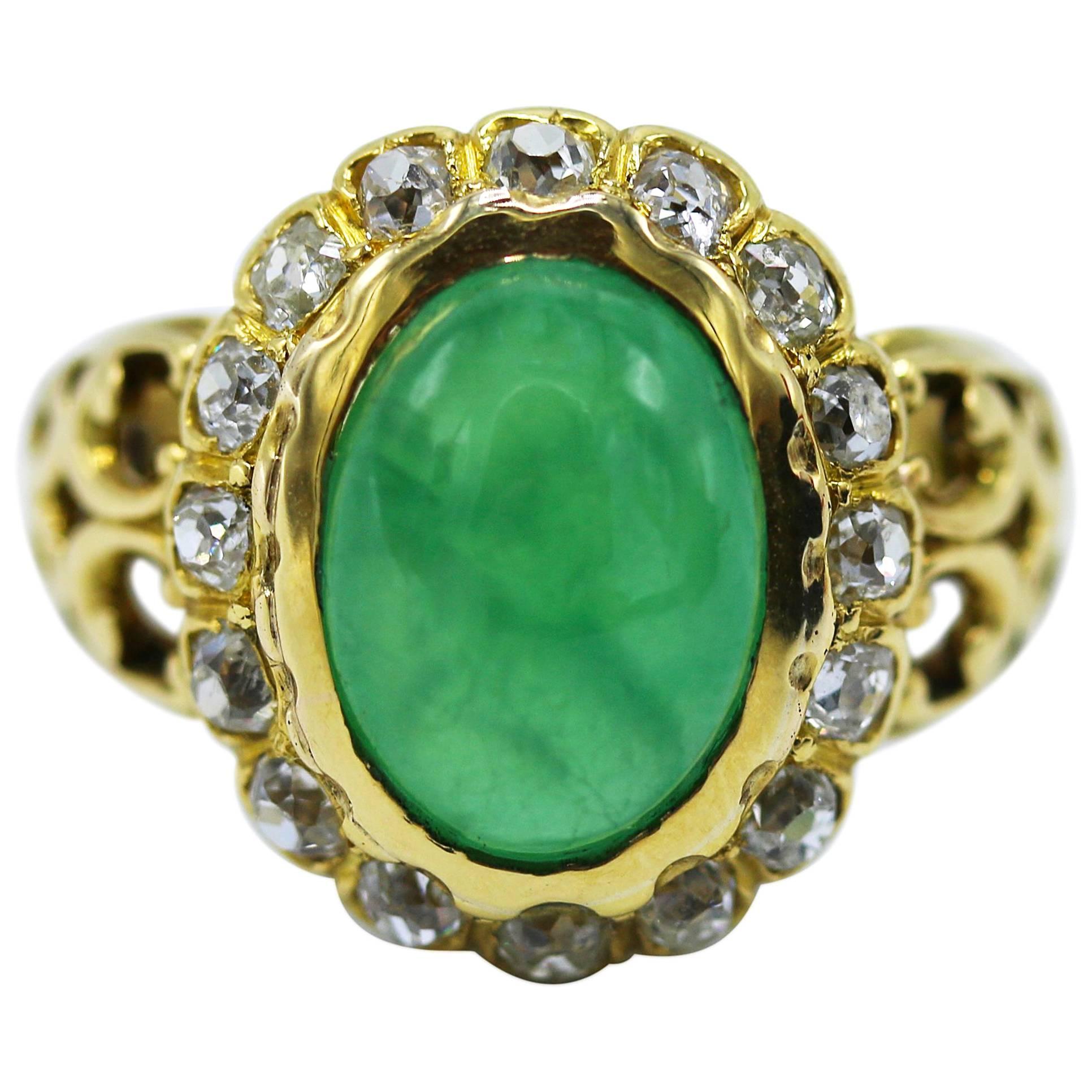 Victorian Jadeite and Diamond Ring