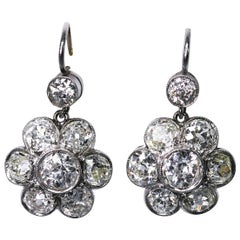 Early 20th Century Diamond Florette Pendant Earrings