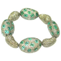 Beautiful Emerald and Diamond Stretch Bracelet 