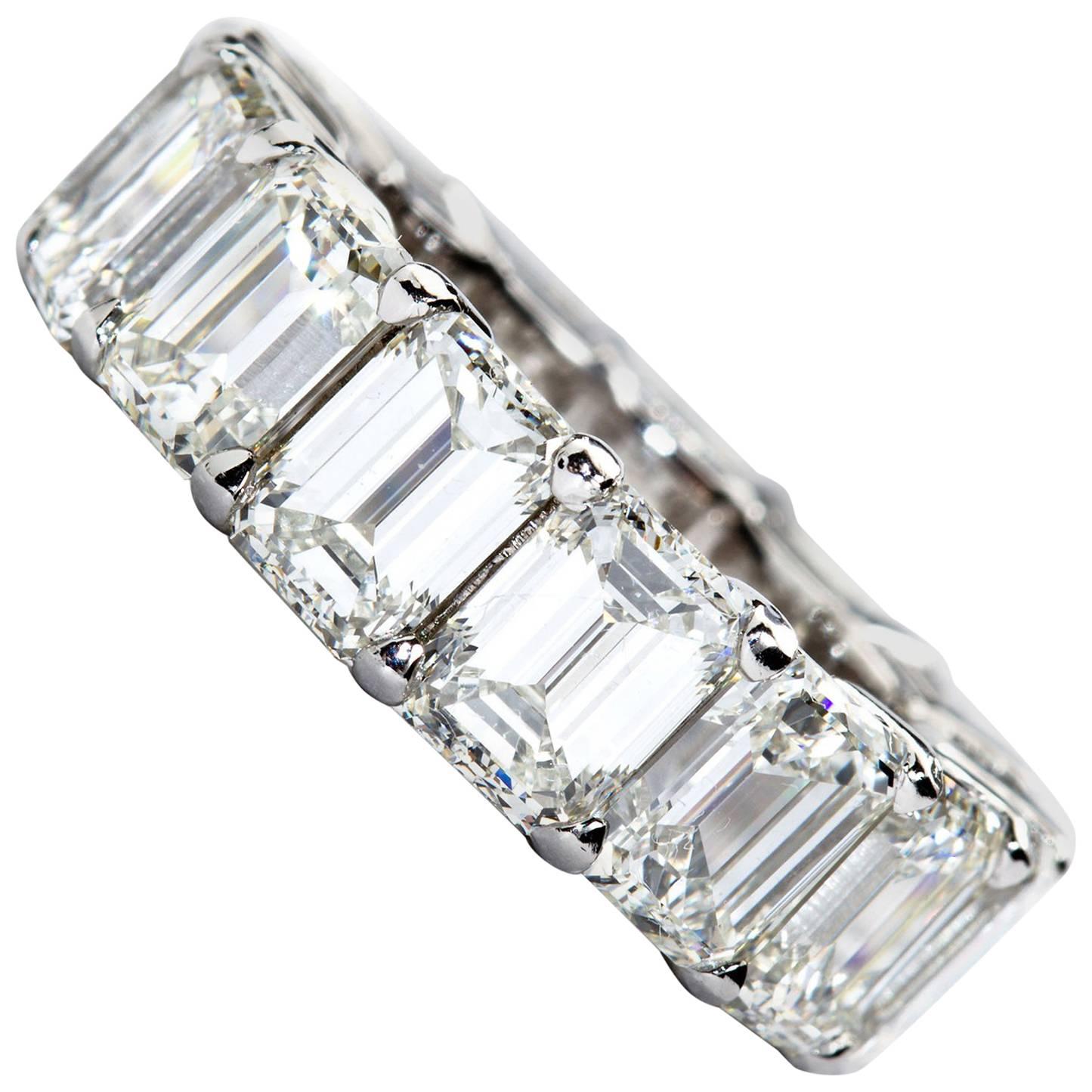 11.00 Carat 15 Diamond Emerald Cut Diamond Eternity Band