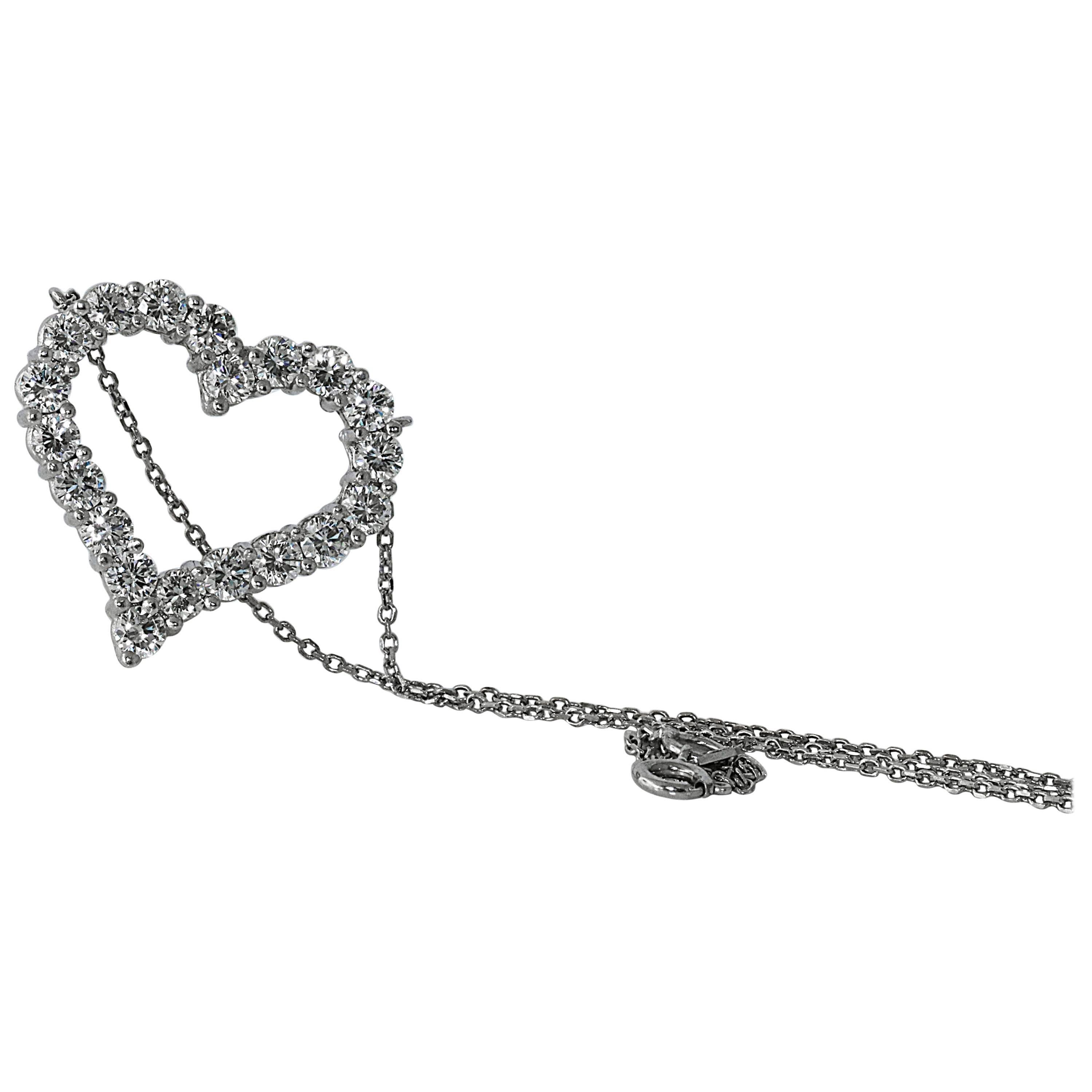 Tiffany & Co. Diamond Heart Pendant, 3.24 Carats Platinum Set