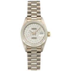 Rolex Ladies White Gold Pave Diamond Datejust Extra Large Wristwatch Ref. 69179