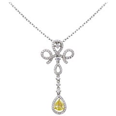 Roman Malakov, Fancy Yellow and White Diamond Gold Drop Necklace