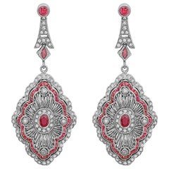 Emilio Jewelry Unique Ruby Diamond Earrings