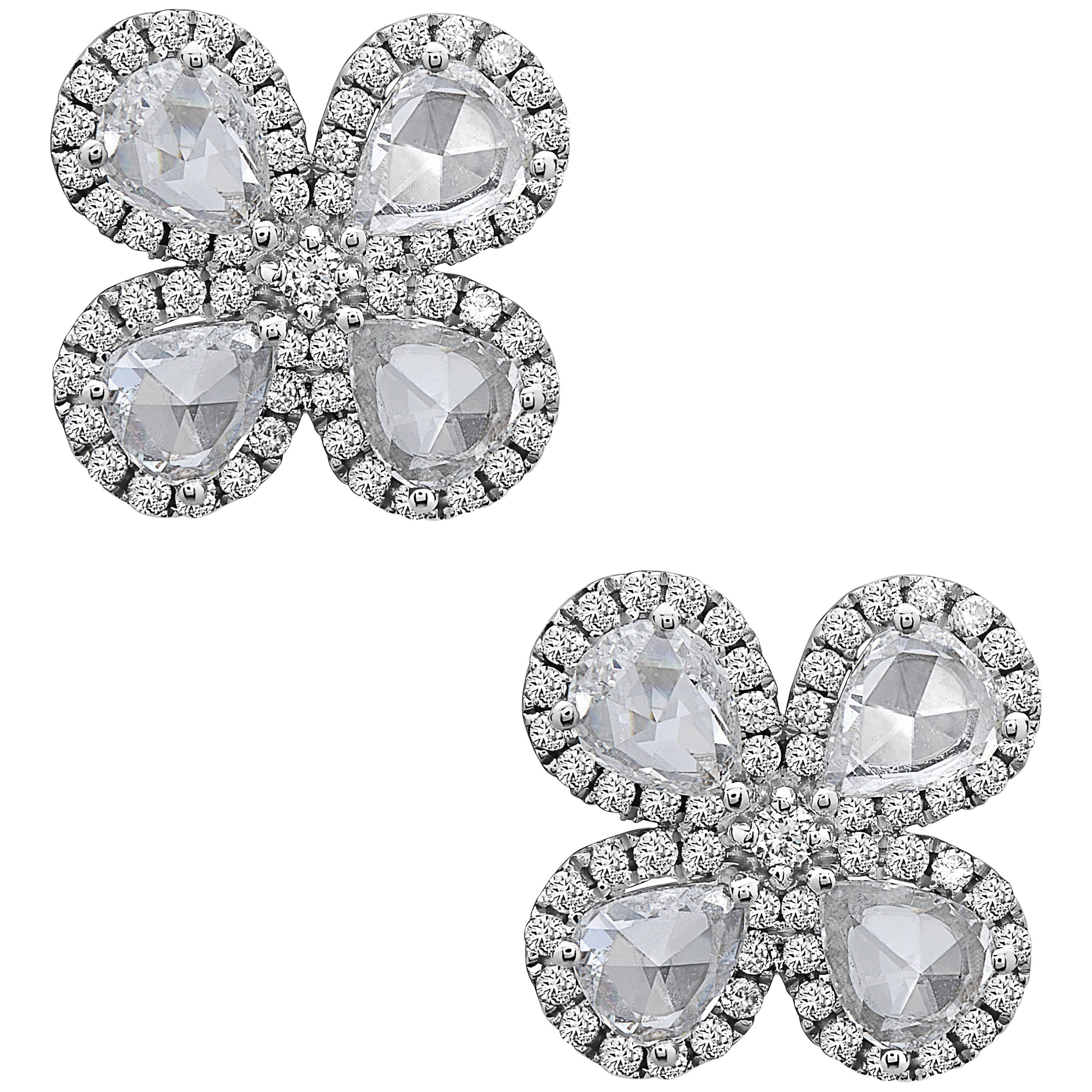 Emilio Jewelry Rose-Cut Diamond Flower Earrings