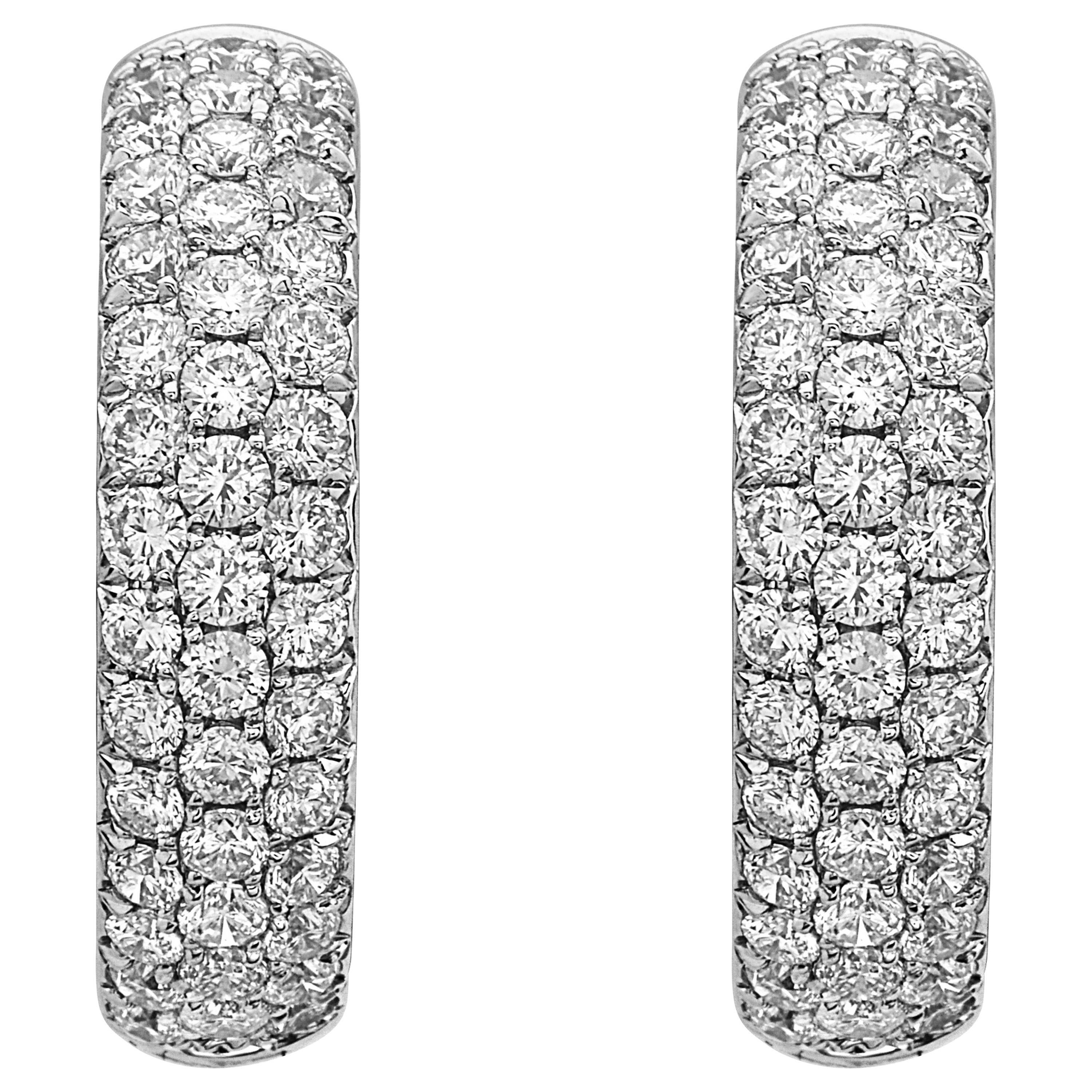 Emilio Jewelry Micro Pave Diamond Hoop Earrings