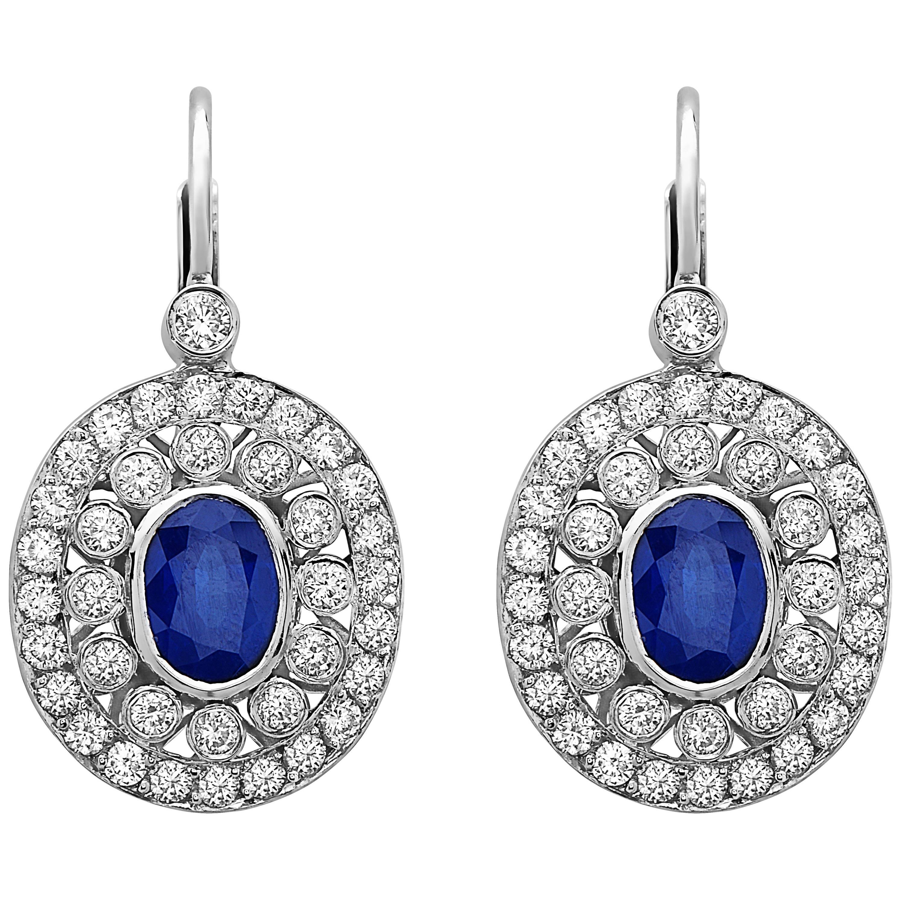Emilio Jewelry 5.55 Carat Sapphire Diamond Earrings