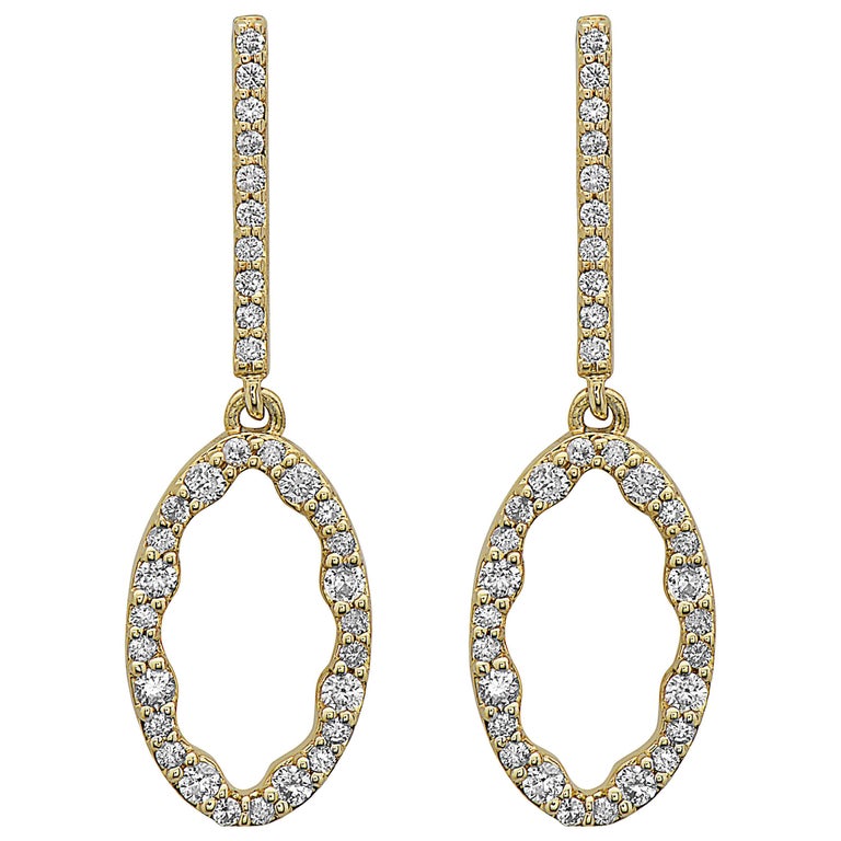 Emilio Jewelry Yellow Gold Everyday Diamond Earrings For Sale at 1stDibs