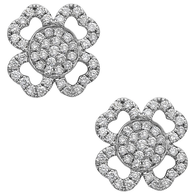 Emilio Jewelry Diamond Flower Earring Studs For At 1stdibs Emilio Jewelry Diamond Flower Earring Studs For