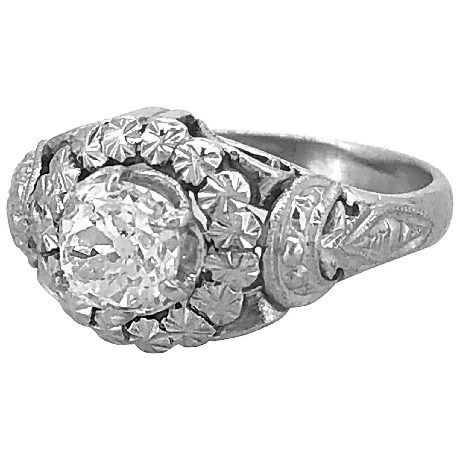 .80 Carat Diamond Antique Engagement Ring Platinum For Sale