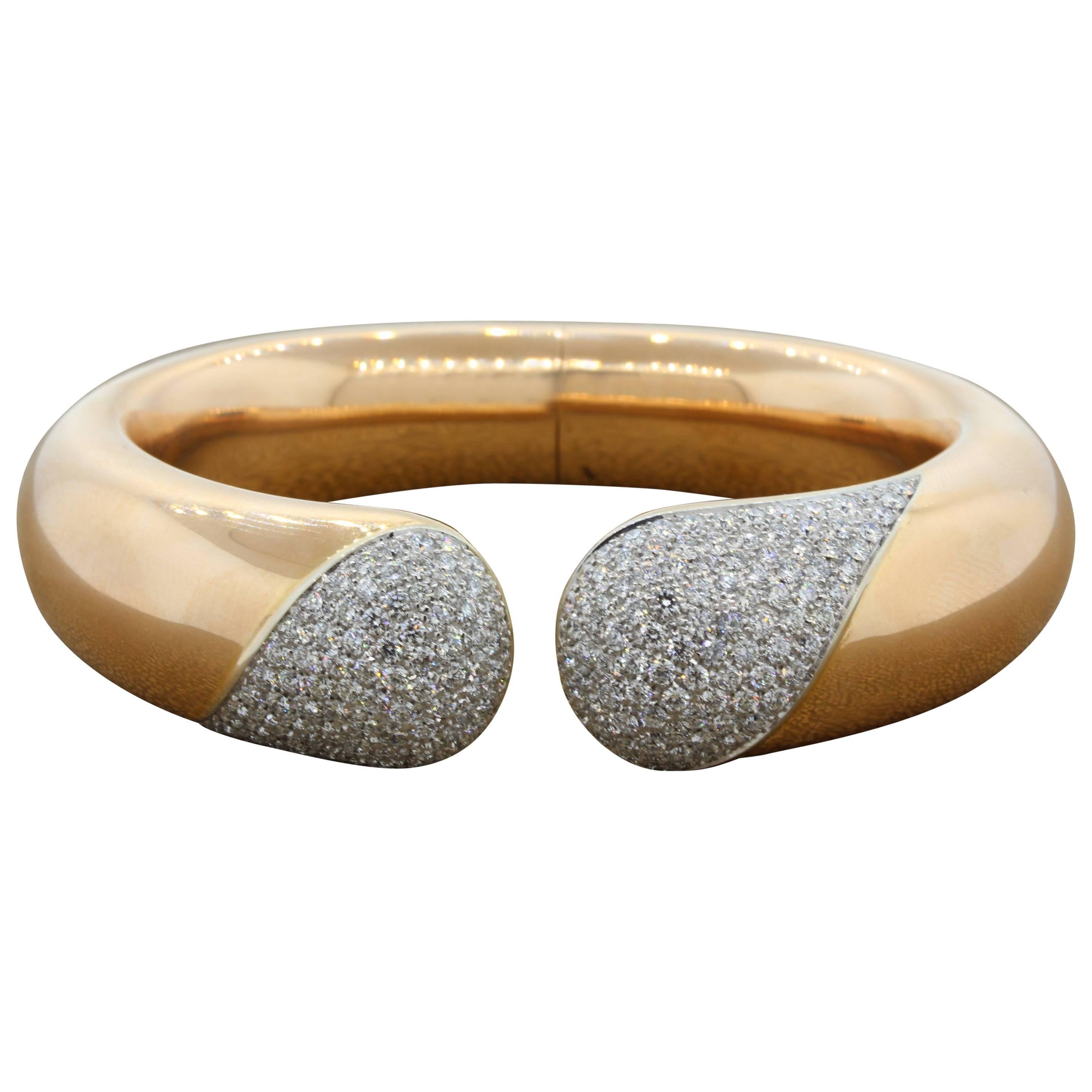 Large Diamond Gold Cuff Bracelet