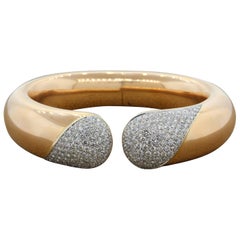 Large Diamond Gold Cuff Bracelet