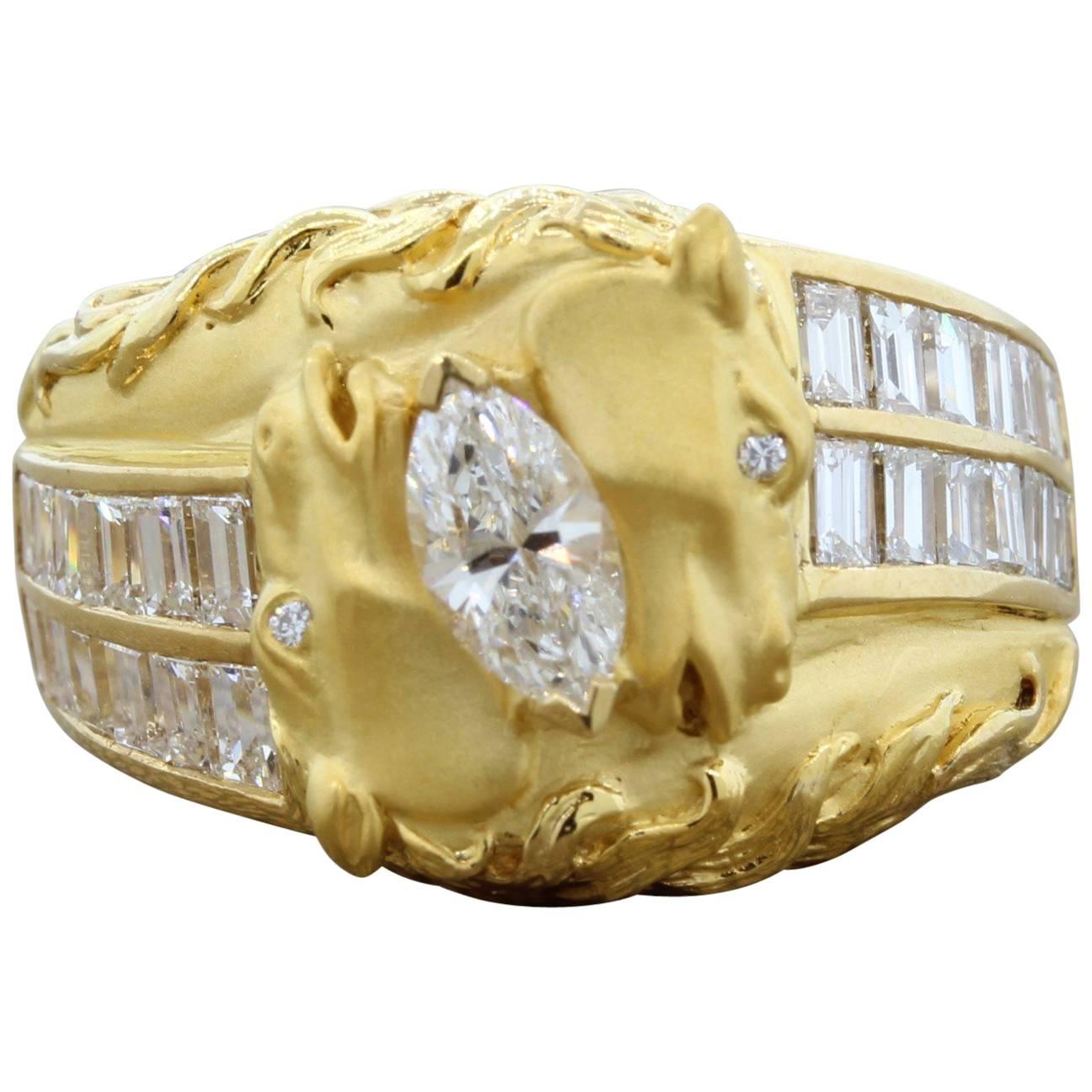Carrera y Carrera Diamond Gold Stallion Ring