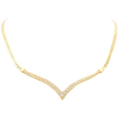 Vintage 14 Karat Gold V Diamond Pendant Necklace