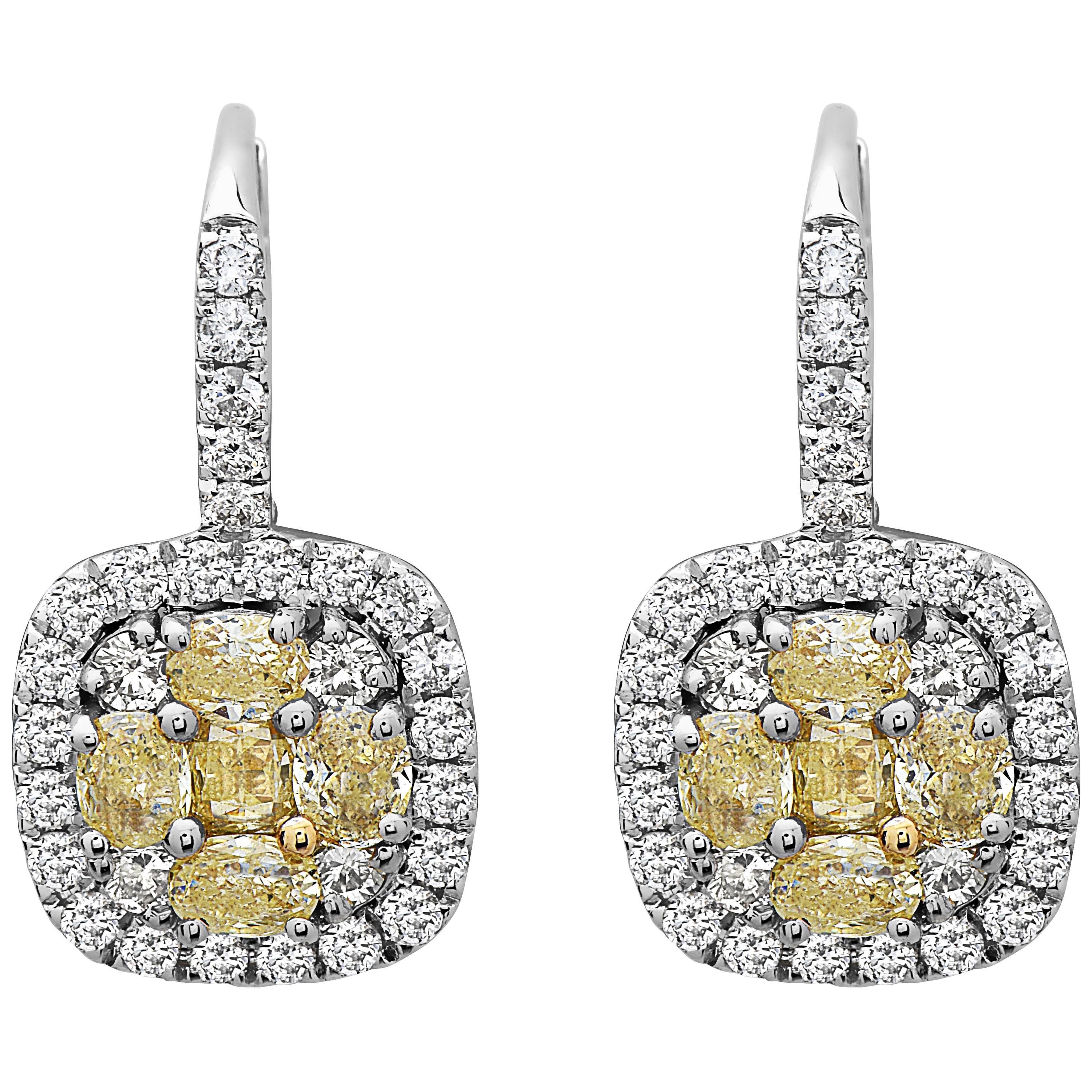 Emilio Jewelry 5.00 Carat Yellow and White Diamond Earrings