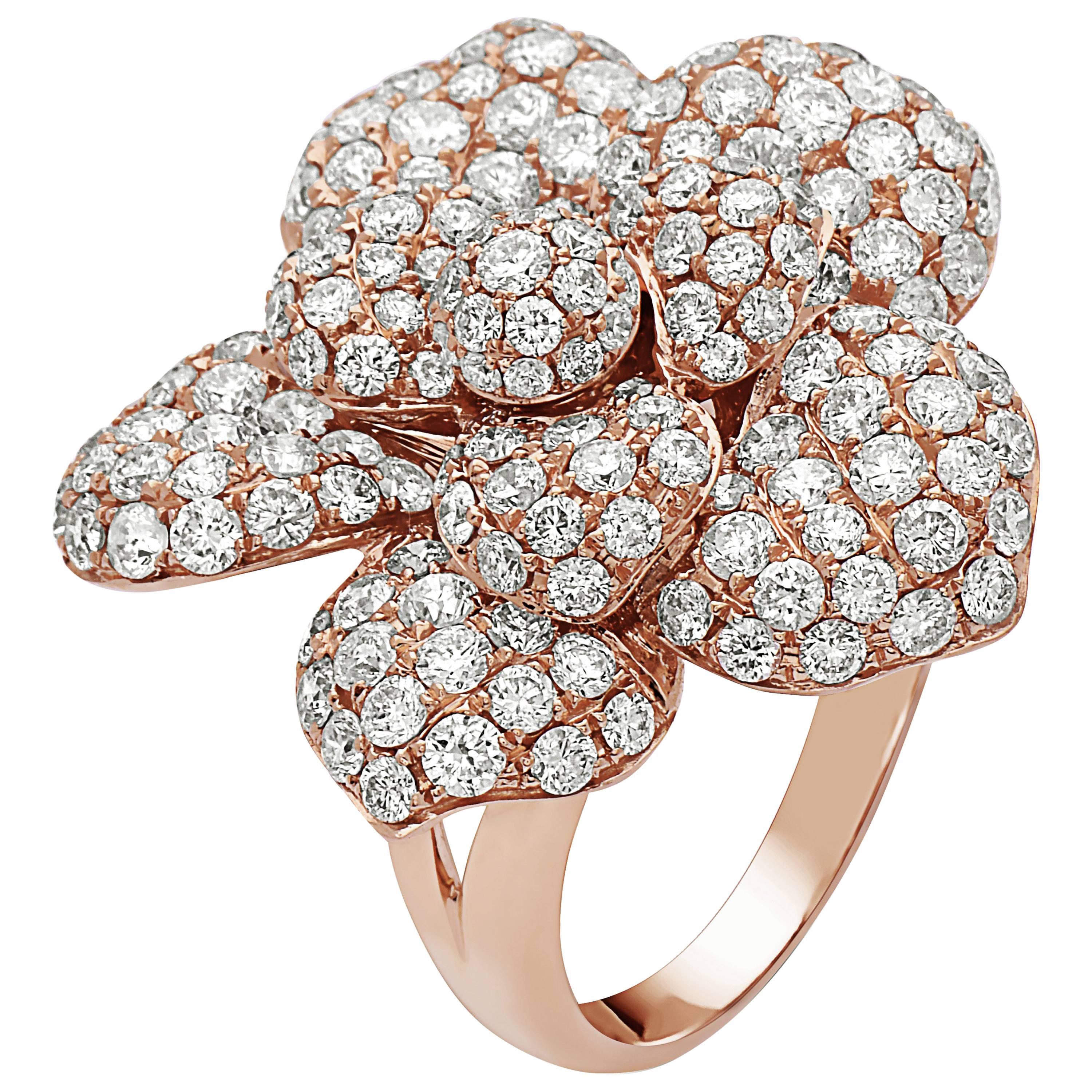Emilio Jewelry Pave Flower Diamond Ring