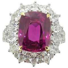 burgundy sapphire 7.00 Carat Pink Sapphire Diamond Cluster Cocktail Dress Ring