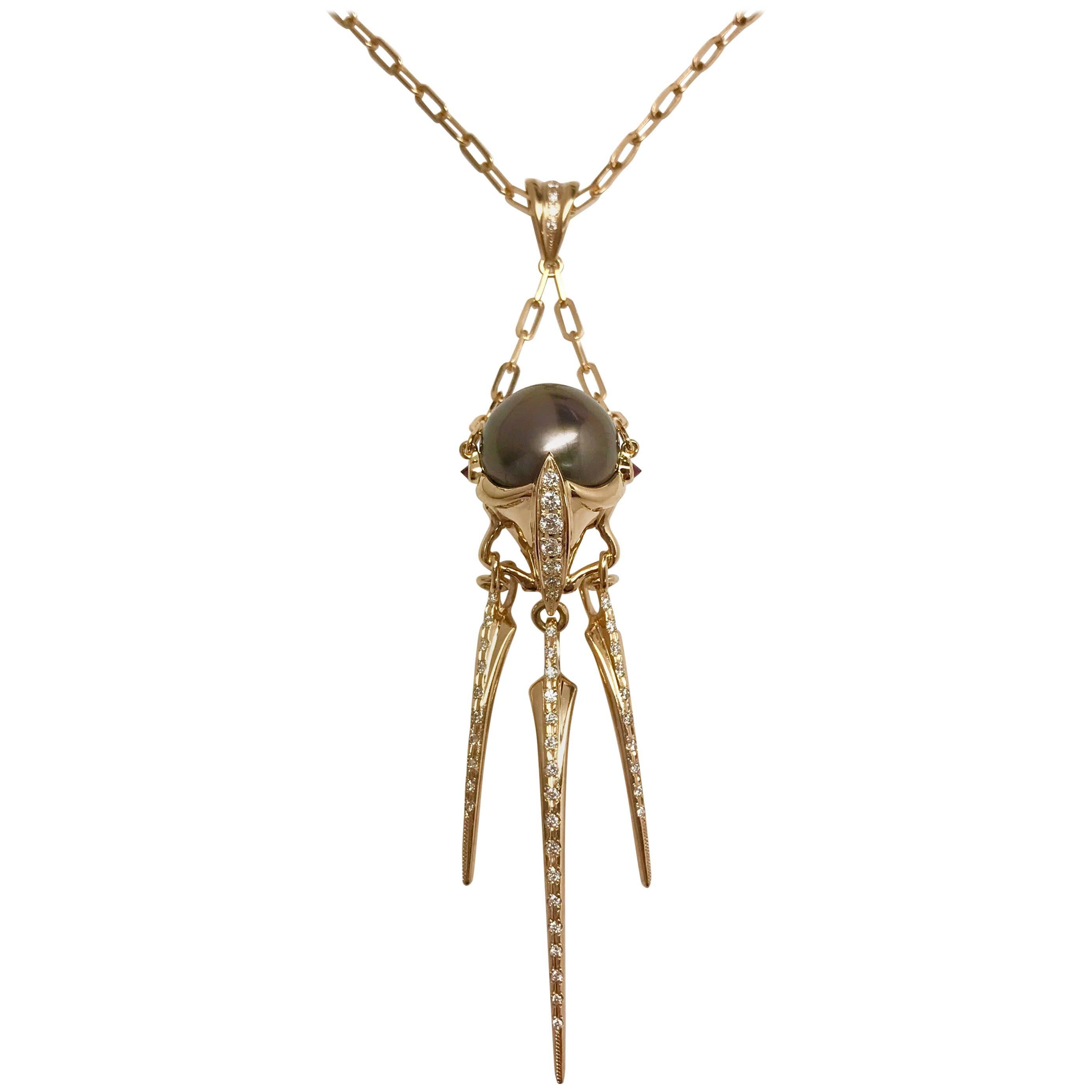 Latreia by Mana Matsuzaki Pearl and Diamond Long Pendant Necklace 
